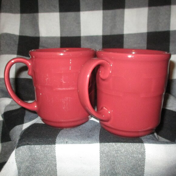 COPY - 2 Longaberger Pottery Woven Traditions Butternut & Paprika Coffee 12oz M… - Picture 2 of 6